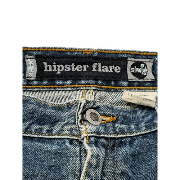 Levis Silvertab VTG 90's Hipster Flare‎ Distressed Blue Denim Jeans 11 JR M USA - Picture 5 of 13